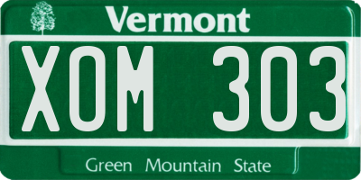 VT license plate XOM303