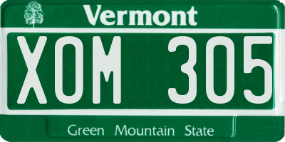 VT license plate XOM305