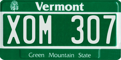 VT license plate XOM307