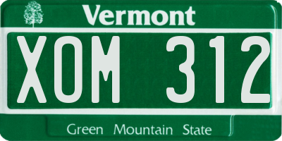 VT license plate XOM312
