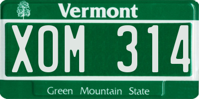 VT license plate XOM314
