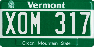 VT license plate XOM317