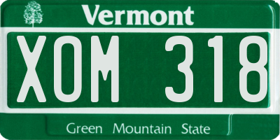 VT license plate XOM318