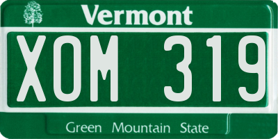 VT license plate XOM319