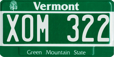 VT license plate XOM322
