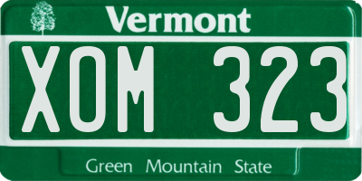 VT license plate XOM323