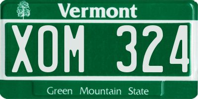 VT license plate XOM324