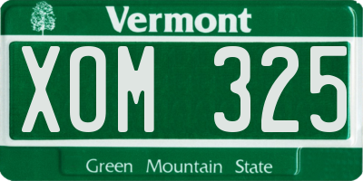 VT license plate XOM325