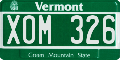 VT license plate XOM326
