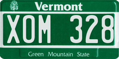 VT license plate XOM328