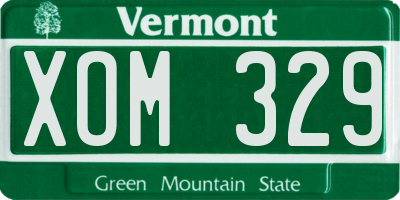 VT license plate XOM329