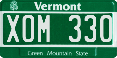 VT license plate XOM330