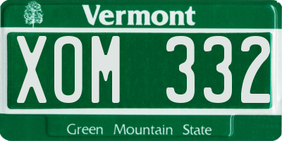 VT license plate XOM332