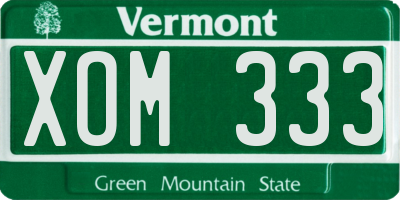 VT license plate XOM333