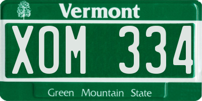 VT license plate XOM334