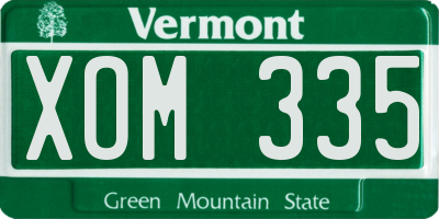 VT license plate XOM335