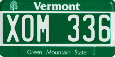 VT license plate XOM336
