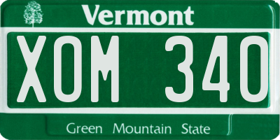 VT license plate XOM340