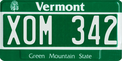 VT license plate XOM342