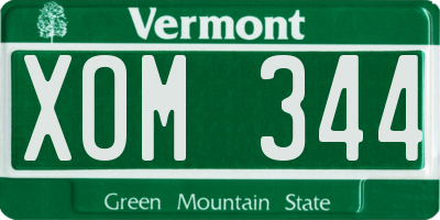 VT license plate XOM344