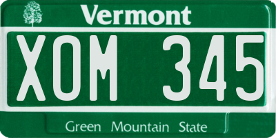 VT license plate XOM345