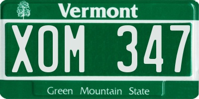 VT license plate XOM347