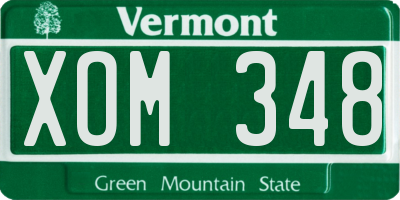 VT license plate XOM348