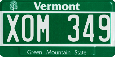 VT license plate XOM349