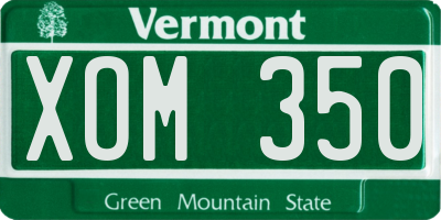 VT license plate XOM350