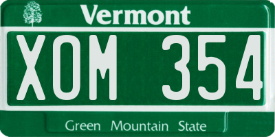 VT license plate XOM354