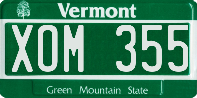 VT license plate XOM355