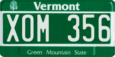 VT license plate XOM356