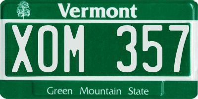 VT license plate XOM357