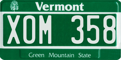 VT license plate XOM358