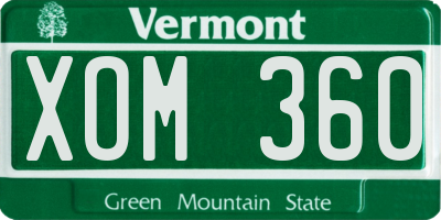VT license plate XOM360