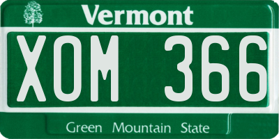 VT license plate XOM366