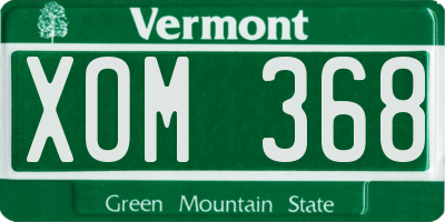 VT license plate XOM368