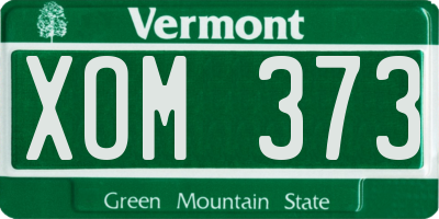 VT license plate XOM373