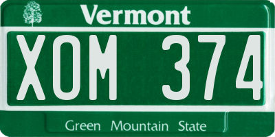VT license plate XOM374