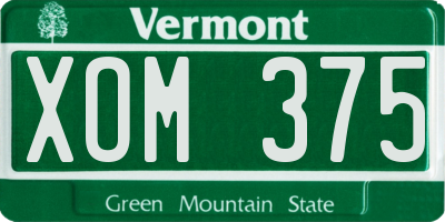 VT license plate XOM375