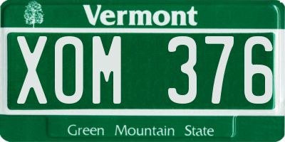 VT license plate XOM376
