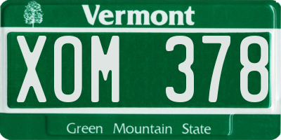 VT license plate XOM378