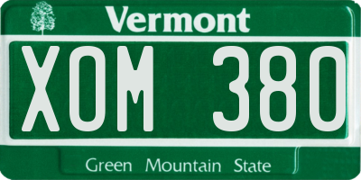 VT license plate XOM380