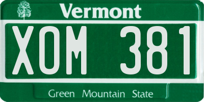 VT license plate XOM381
