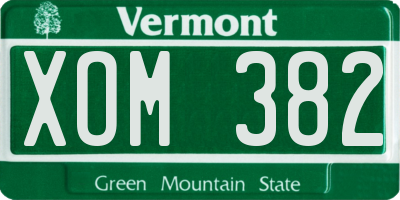 VT license plate XOM382