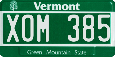 VT license plate XOM385