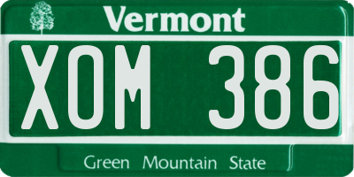VT license plate XOM386