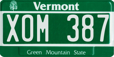VT license plate XOM387