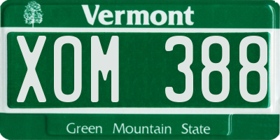 VT license plate XOM388