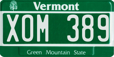 VT license plate XOM389